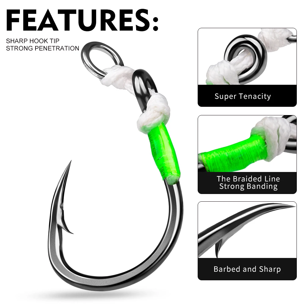 Proberos 5 uds. Gancho grande individual de placa de hierro súper resistente, ganchos de agua salada de asistencia para Jigging - imagen 4