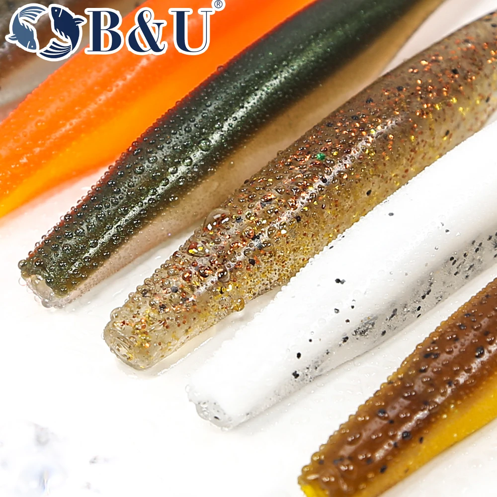 B & U Super Fluke Pesca flotante cebos blandos artificiales Leurre souple Bass Pike Pesca Pike Minnow Señuelos de Pesca envío gratis - imagen 5