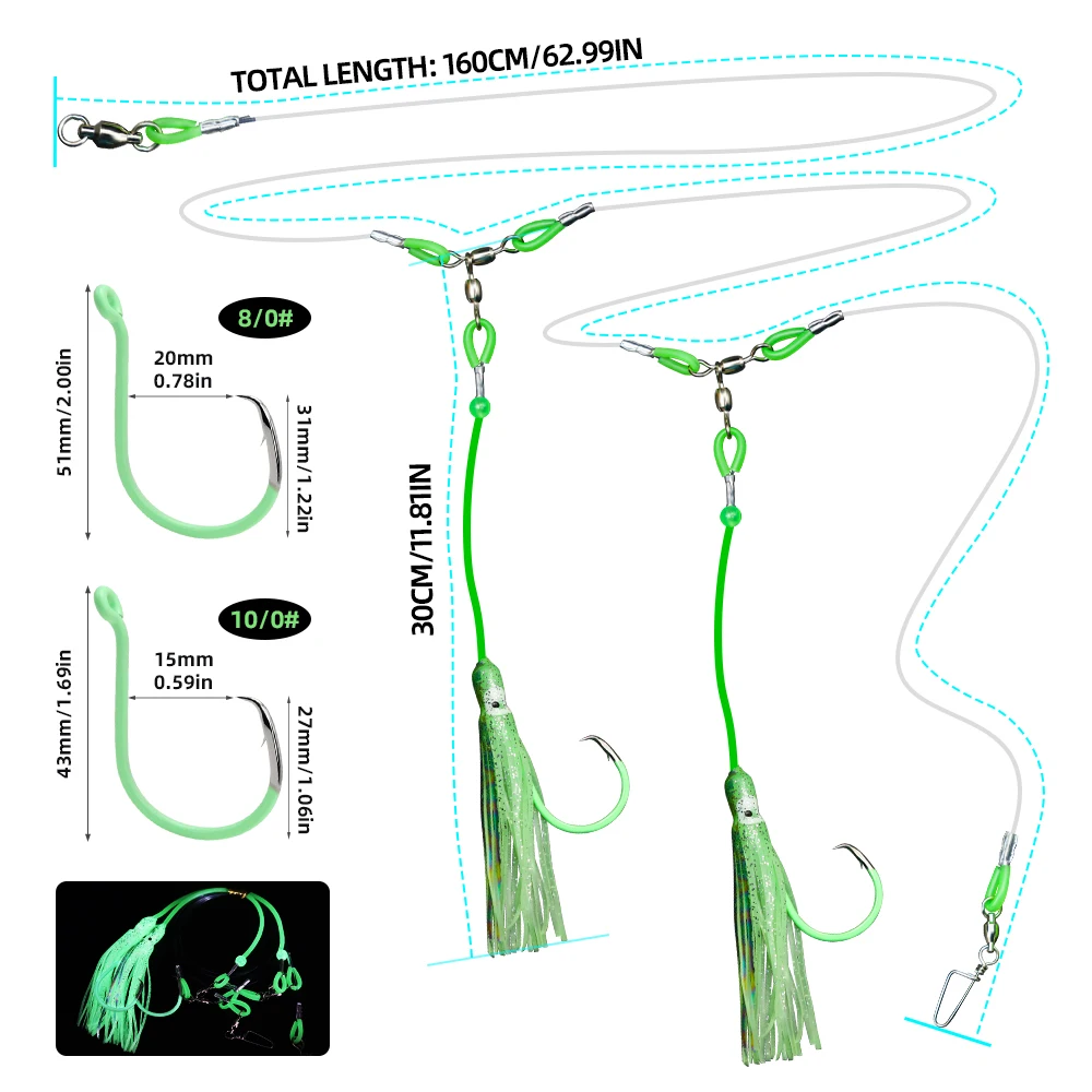 ZYZ Señuelo Pulpo Suave Anzuelo Circular Luminoso – Aguas Profundas - imagen 3