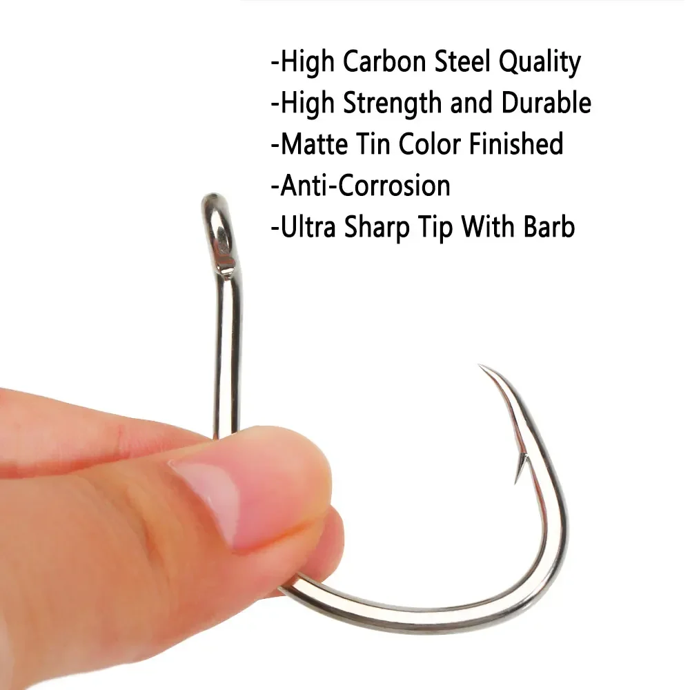 Anzuelos de acero al carbono para agua salada, 10 piezas, 1 #, 1/0, 2/0, 3/0, 4/0, 5/0 - imagen 5