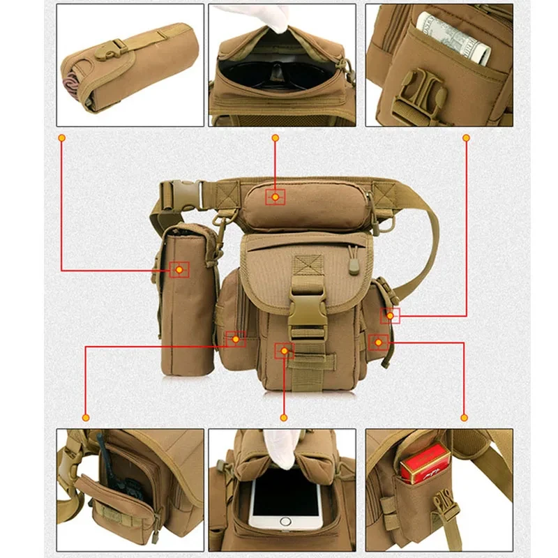 Bolsa de pierna de pesca para hombre, riñonera táctica, cinturón, cadera, ciclismo, viaje, Camping, bolsos de hombro, bolsa de sillín multifunción - imagen 4