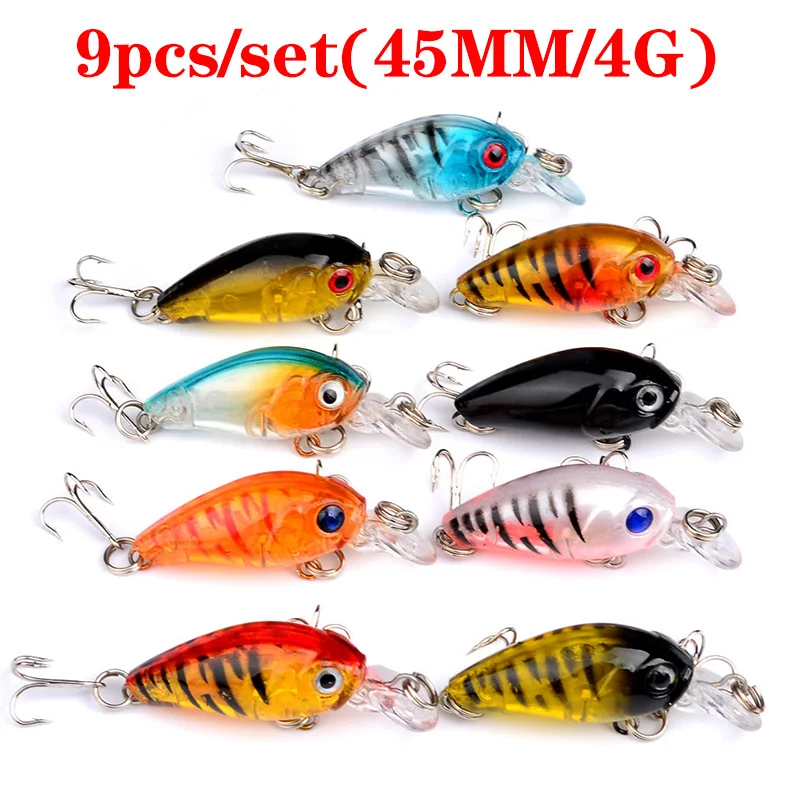 Juego de Señuelos de Pesca de colores mezclados, Kit de cebo de pececillo de manivela, Wobblers, Crankbait, cebos artificiales de plástico con anzuelo triple, aparejos de pesca - imagen 2