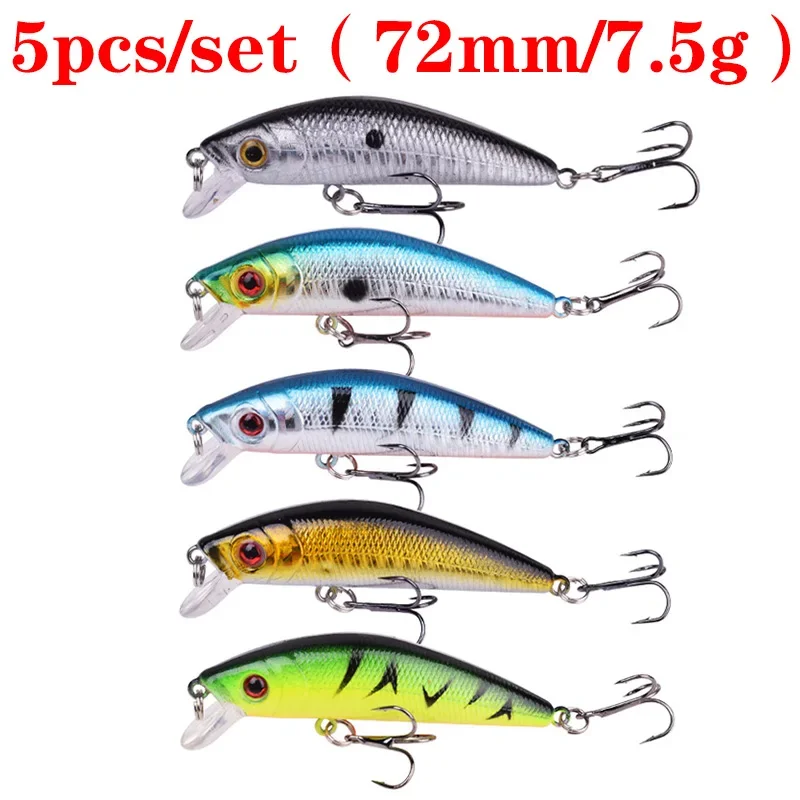 Todo potente juego de señuelos de pesca mixtos, cebo duro de pesca, pececillo, columpio flotante, Crankbait, Wobblers locos, señuelos de manivela biónicos artificiales - imagen 3