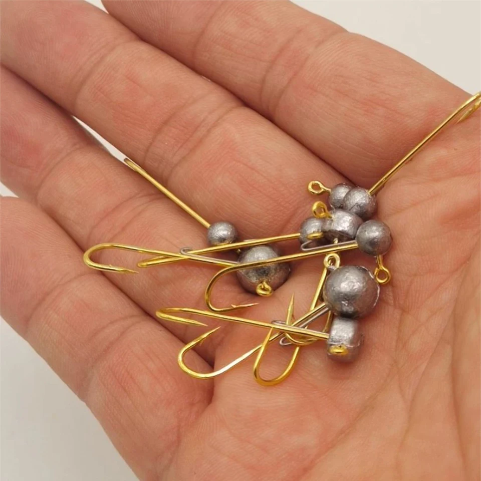 Anzuelo de pesca con cabeza plomada, accesorios de aparejos de pesca de gusano blando, 0,7g-5g, lote de 5 unidades - imagen 5