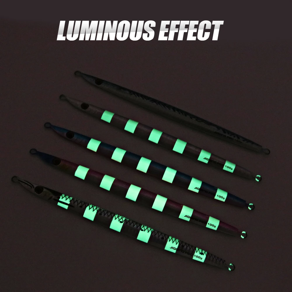 Metal Jig Jigging Pro 100-120g – Señuelo fluorescente para pesca en profundidad - imagen 5