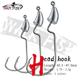 WALK FISH-anzuelos de pesca con cabeza de anzuelo de púas, 5 uds., 1,75g, 2,5g, 3,5g, cebo de gusano suave que se hunde, Micro troquel de plomo, manivela, aparejos de pesca