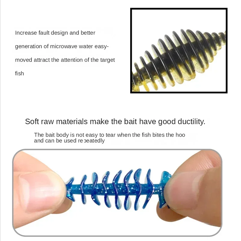 10 Uds Tanta 35mm 50mm señuelo de pesca señuelo suave Shad cebos de silicona Wobblers Swimbait señuelo Artificial souple Lua señuelos falsos - imagen 4