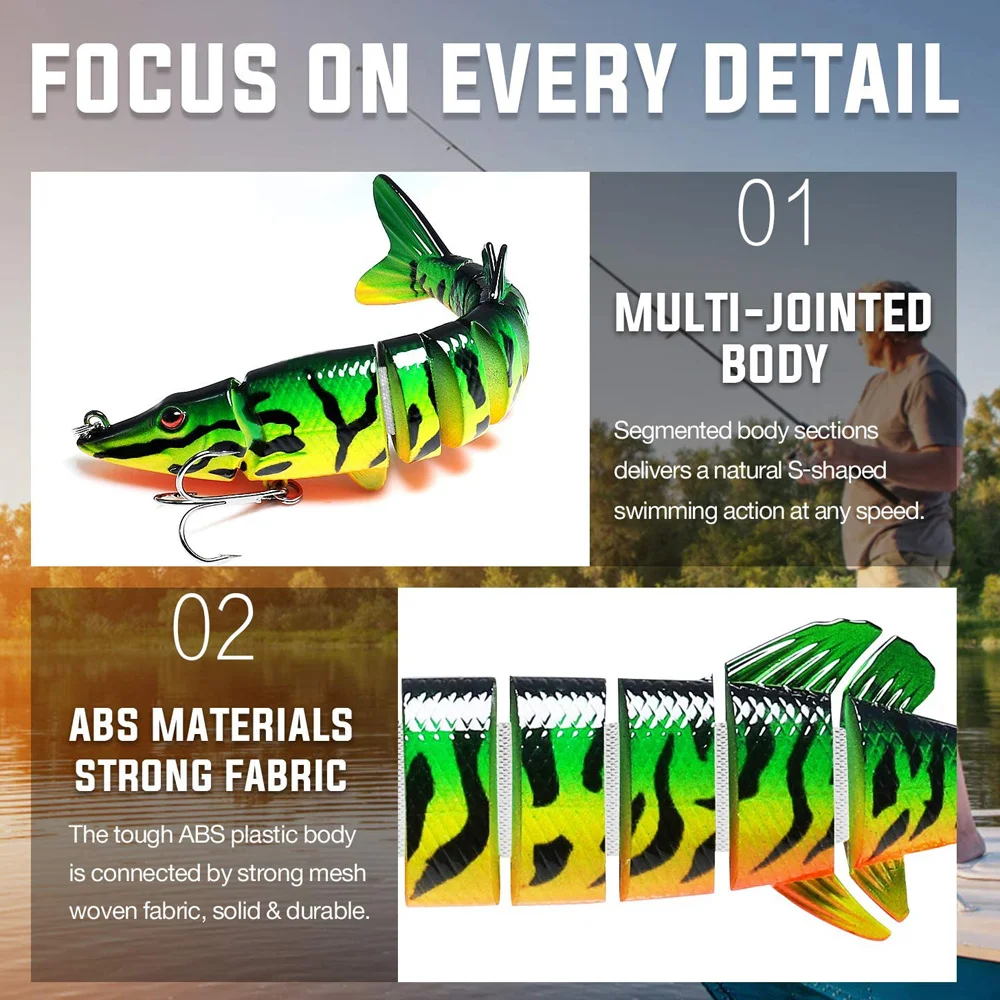 ANFS-Señuelos de pesca para lubina, trucha, Swimbaits multiarticulados, señuelos de natación biónicos de hundimiento lento, lubina de agua dulce y salada - imagen 5