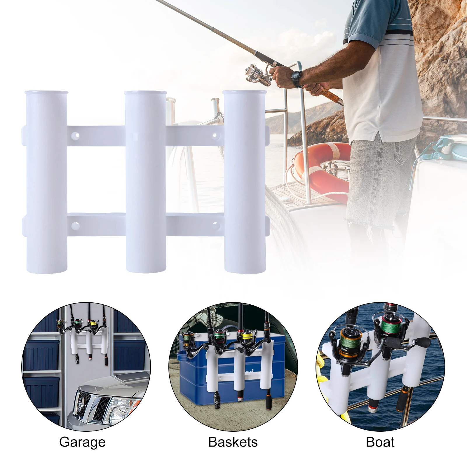 Goture-soportes para caña de pescar, estante de 3 vueltas, soporte para caña de pescar, soporte de plástico para caña de pescar con tornillo, accesorios para barcos - imagen 3