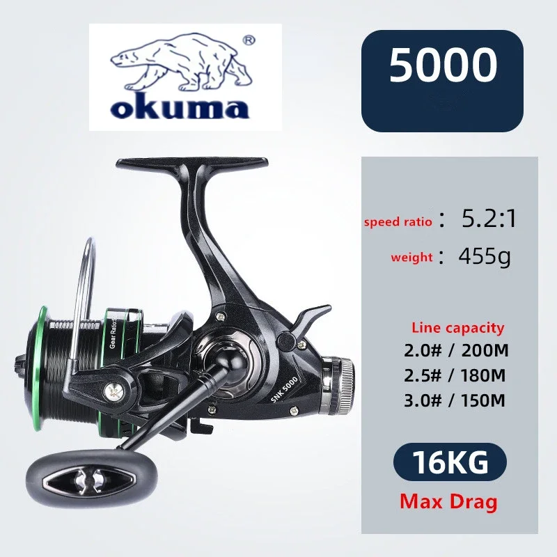 Carrete Okuma Spinning Doble Freno – Cuerpo metálico - imagen 2