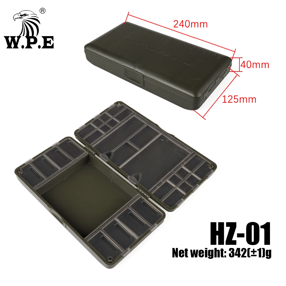 W.P.E, 1 Uds., caja de aparejos de pesca de carpa, anzuelo de señuelo, alimentador de línea, caja de almacenamiento de plástico, anzuelo de pesca de carpa, caja de grupo, aparejos - imagen 3