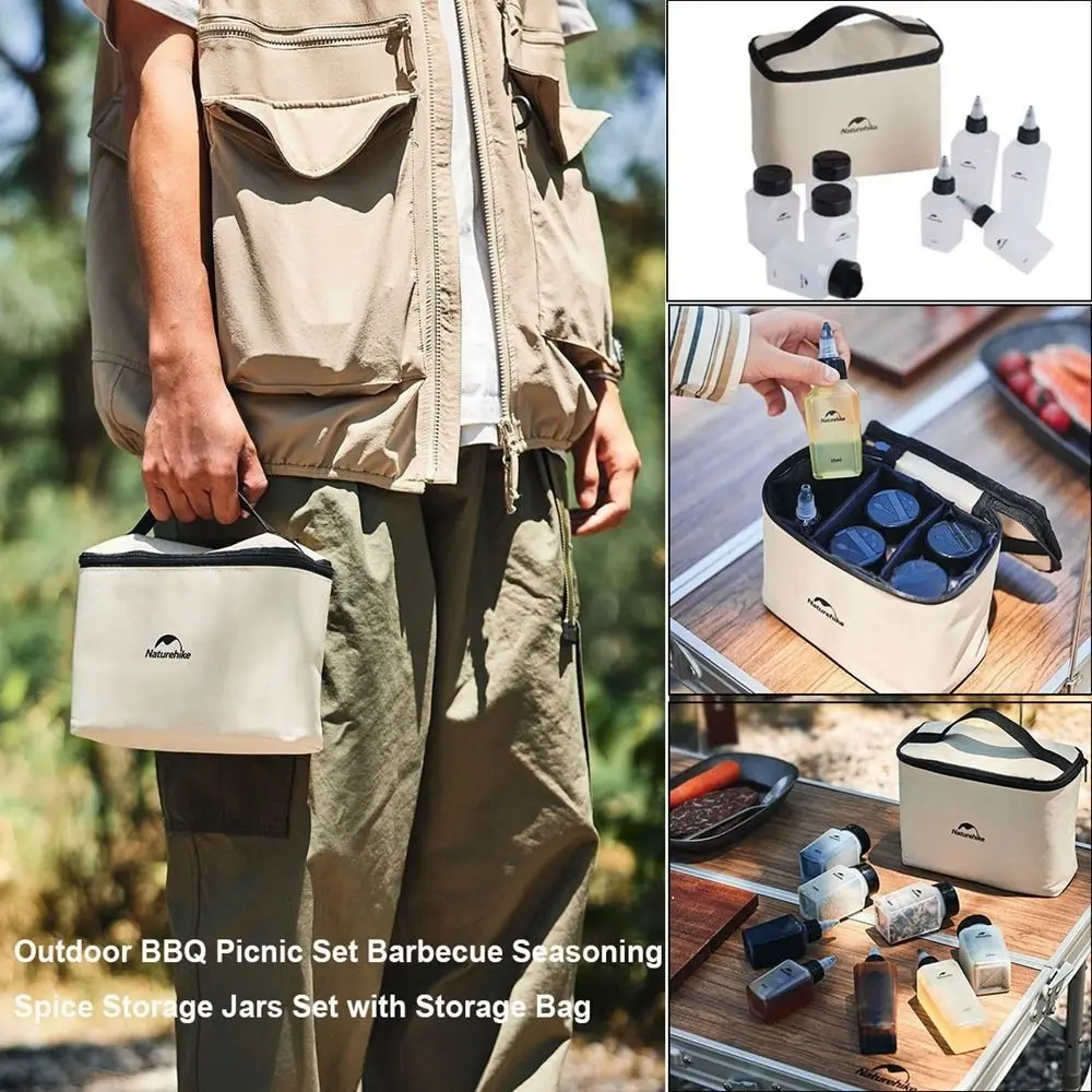 Tarro de condimentos portátil para acampada, 6/8 Uds., con bolsa de almacenamiento, 2 estilos, juego de botellas para condimentos, barbacoa al aire libre, Picnic, cruetas, juego de especias
