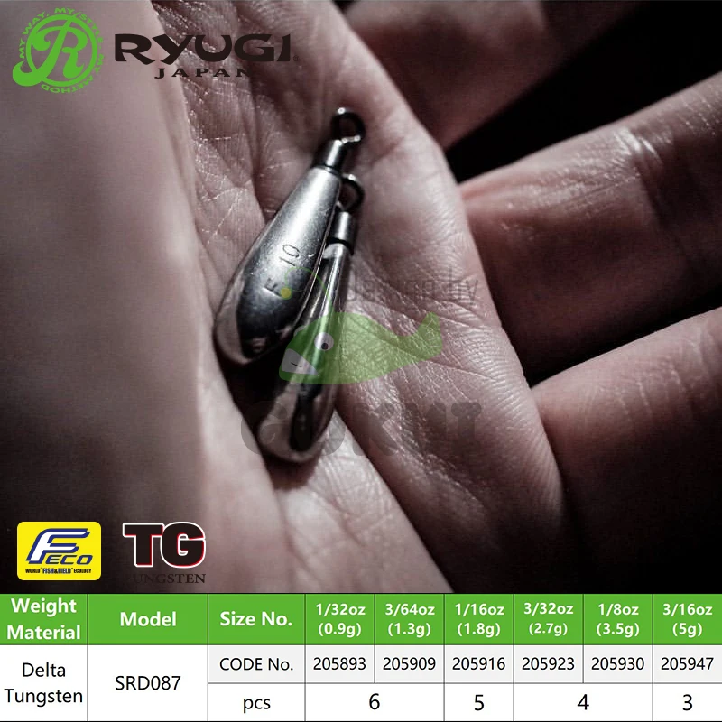 RYUGI-señuelo fino de tungsteno, plomada giratoria de 1/32-3/16oz, peso de pesca, aparejo Jika, accesorios de pesca - imagen 4
