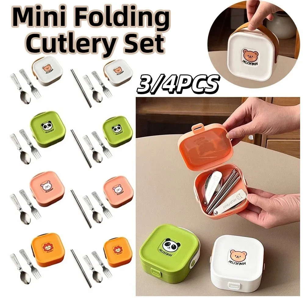 Juego de vajilla plegable reutilizable, palillos desmontables, cuchara plegable, tenedor, vajilla plegable portátil a prueba de herrumbre, 3/4 Uds. - imagen 5