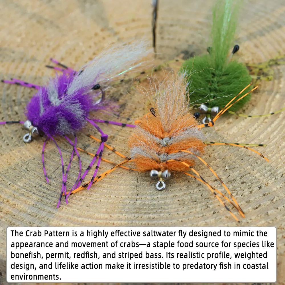 2/0 ojos de mancuernas de tungsteno mosca de cangrejo cebo de cangrejo Artificial moscas de agua salada permentación de hueso rediscos señuelos de pesca de lubina a rayas - imagen 5