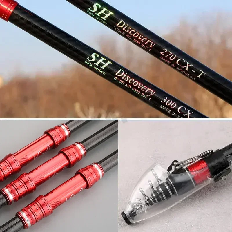Caña de pescar telescópica, 2,7/3,0/3,6/4,2/4,5 m, caña de Surf de viaje, potencia giratoria 30-250g, lanzamiento de Surfcasting, caña de Baitcasting de carbono - imagen 4