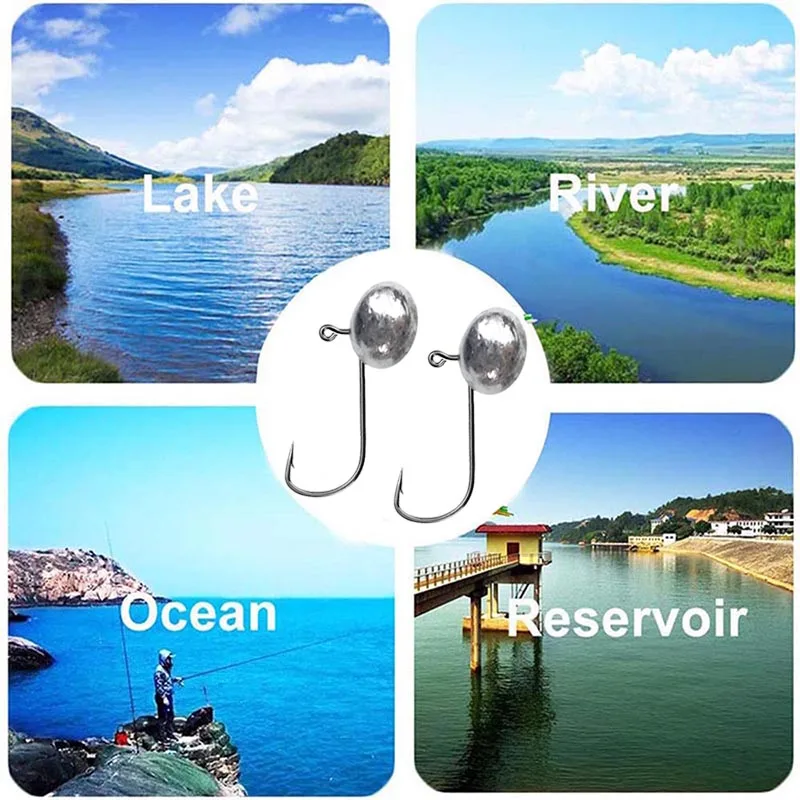 Micro anzuelo de pesca con cabeza de plantilla, anzuelo de pesca en hielo, Mini anzuelo de manivela, aparejos de pesca con señuelo suave, 10 piezas por lote, 2G-5g - imagen 5