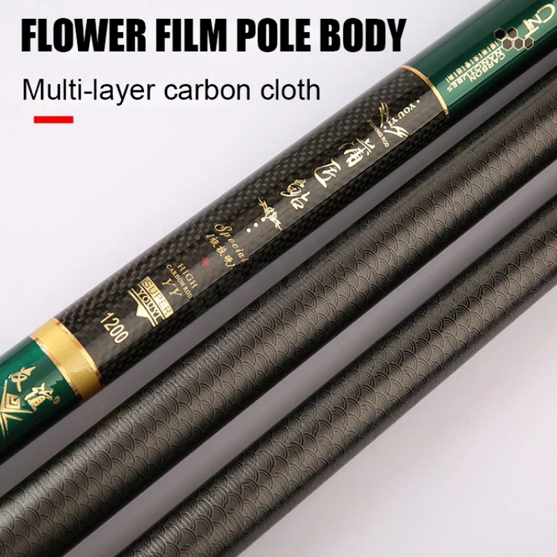 Caña de pescar telescópica ultraligera de 8m, 9m, 10m, 11m, 12m, 13m, 14m, caña de pescar de carbono 46T de muy alta calidad - imagen 5