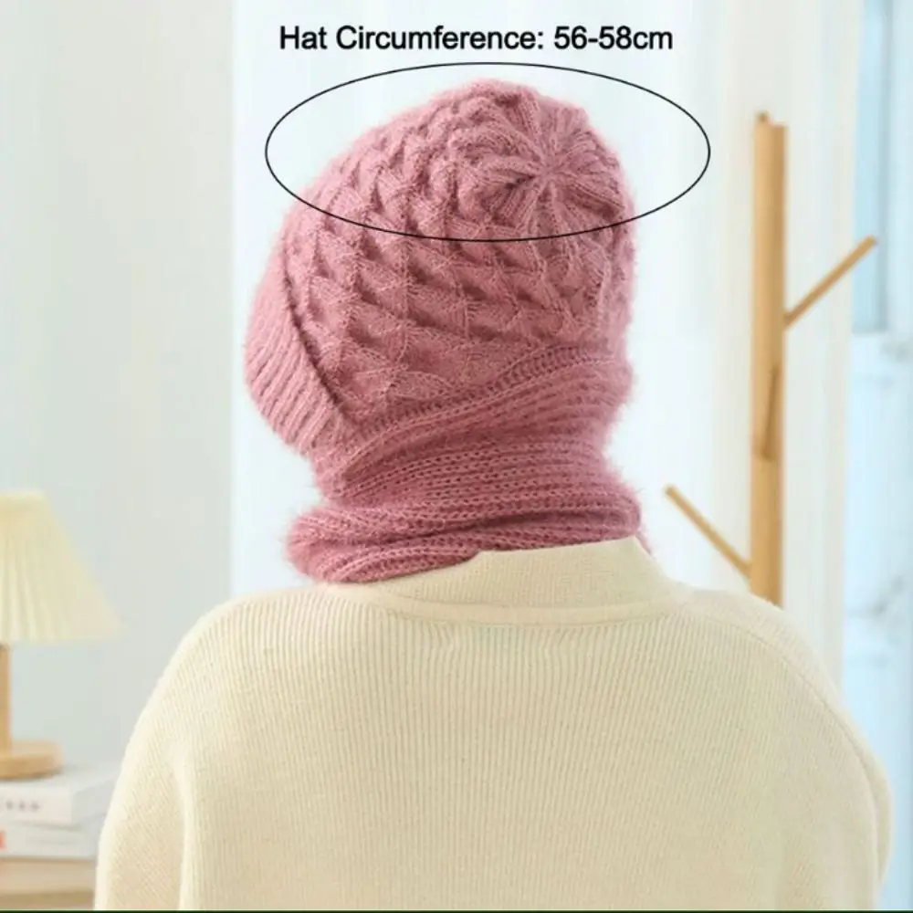 Gorro a prueba de viento a la moda, bufanda gruesa, gorro cálido para invierno, conjunto de bufanda, calentador de cuello, gorro con protección para los oídos integrado para mujer - imagen 5