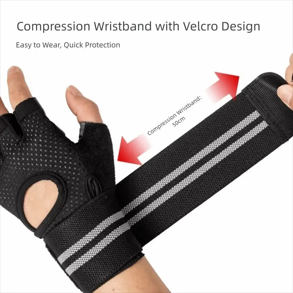 Guantes de entrenamiento sin dedos de medio dedo, almohadilla antideslizante transpirable, guantes sin dedos para hombre, guantes de ciclismo resistentes al desgaste a prueba de golpes - imagen 3