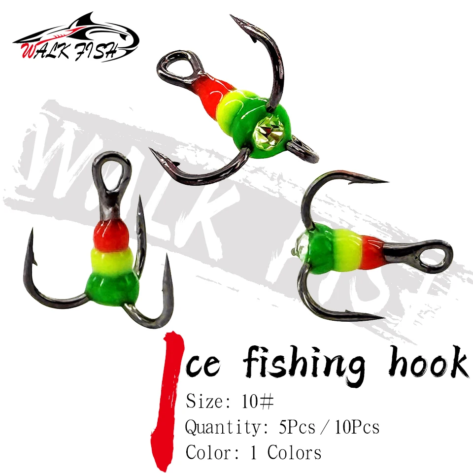 WALK FISH Anzuelos triples para pesca en hielo – Cuchara talla 10