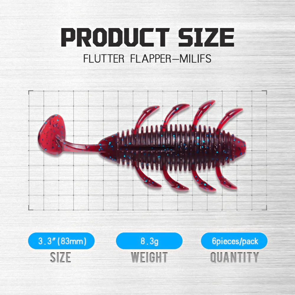 SOLOKING 6 unids/lote señuelo suave insecto gordo para pesca de lubina 8,3g 83mm cebo suave de pesca Swimbait Kit de señuelo de pesca - imagen 2