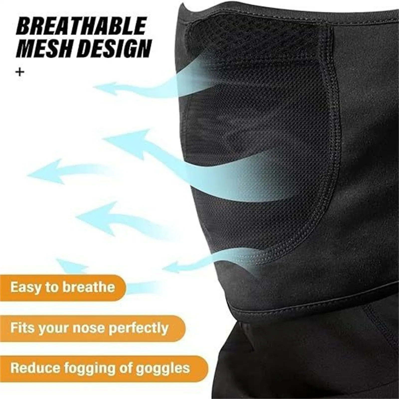 Mascarilla de esquí cálida para invierno, mascarilla facial transpirable a prueba de viento de felpa gruesa para ciclismo, esquí, pesca, Camping, gorros cómodos - imagen 4