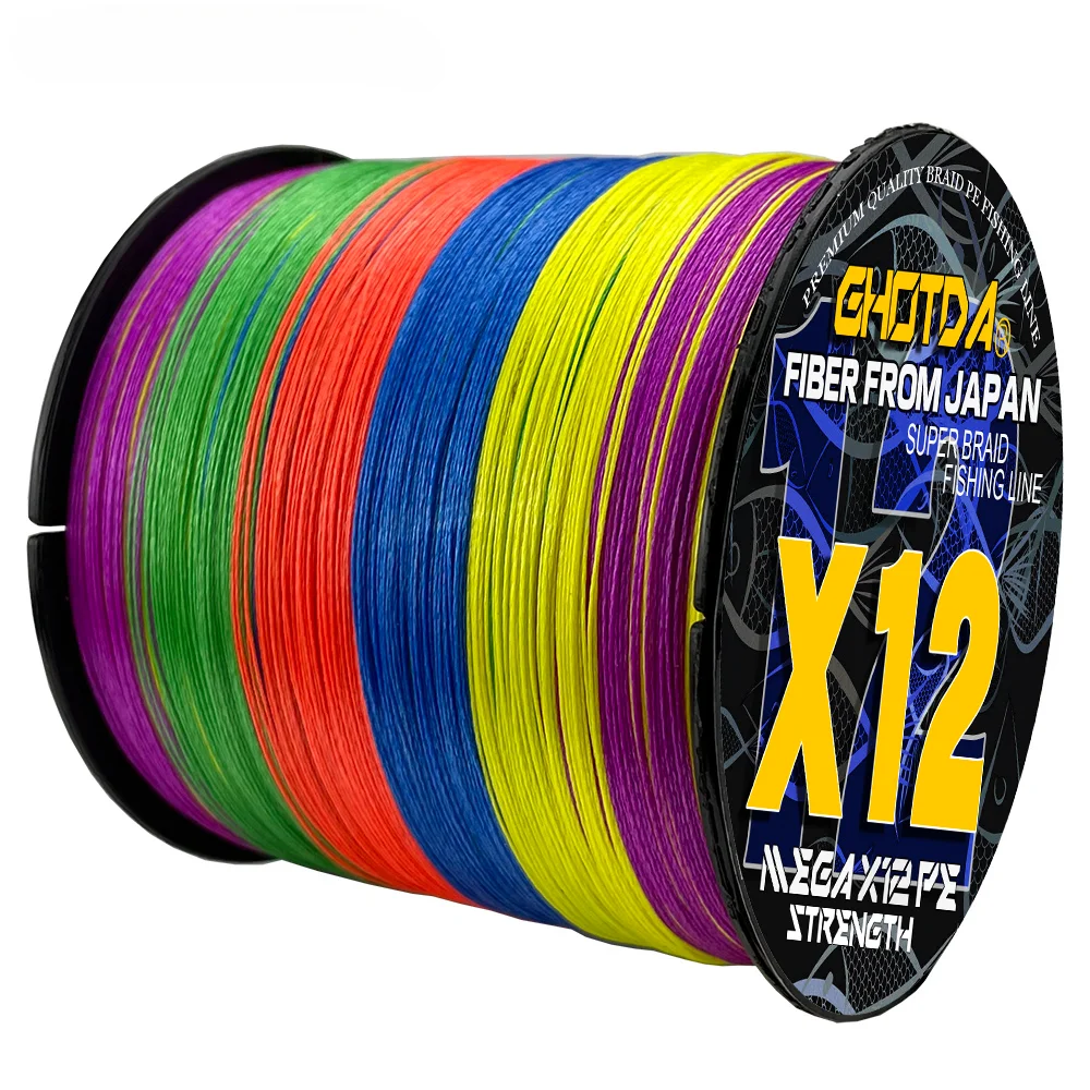 Línea de pesca trenzada multifilamento de 12 hebras 100M 300M X12 Core PE Extreme para herramienta de pesca de carpa 25LBs-120LBs línea de asistencia gris - imagen 5