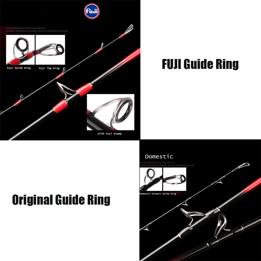 VOLIN-caña de pescar de Jigging lento, caña de fundición de 1,83 M, 1,98 M/ML/MH, punta superior sólida, 60-200g, 150-400g, agarre grande, Fuji - imagen 2