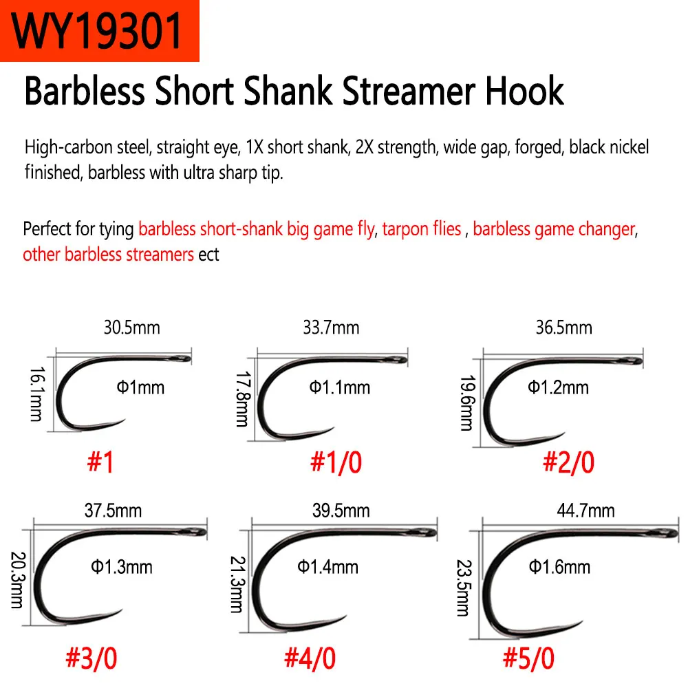 Bimoo Anzuelos Streamer sin púas – Acero al carbono - imagen 5