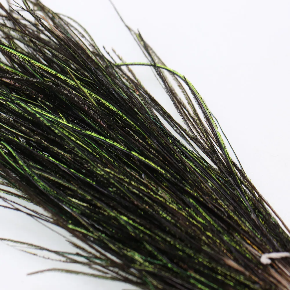 Bimoo-Serpentinas de ninfas húmedas y secas, Material de atado de moscas, Señuelos de Pesca de trucha, pluma de pavo real Natural, 10-18cm, 2 paquetes - imagen 3