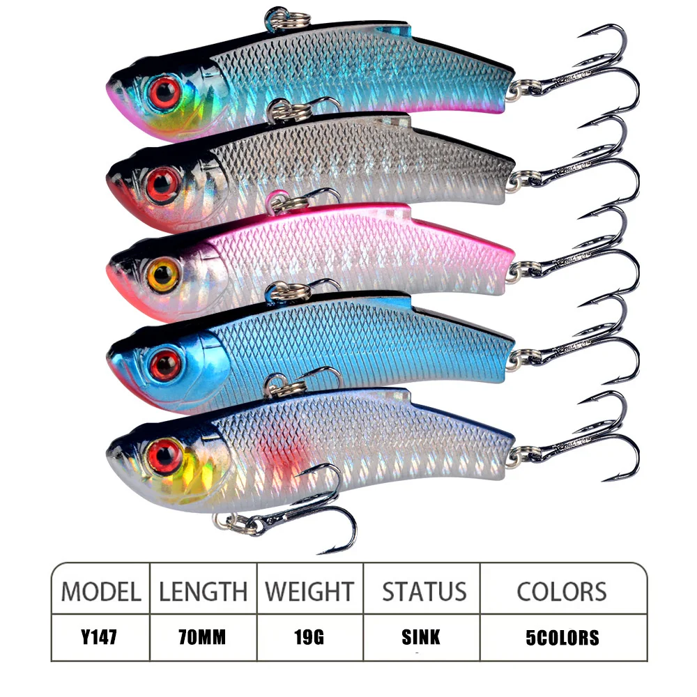 Señuelo de pesca VIB con vibración, cebo duro de plástico Wobbler Crankbait, aparejos de pesca artificiales de invierno para carpa lubina, 5 uds. - imagen 2