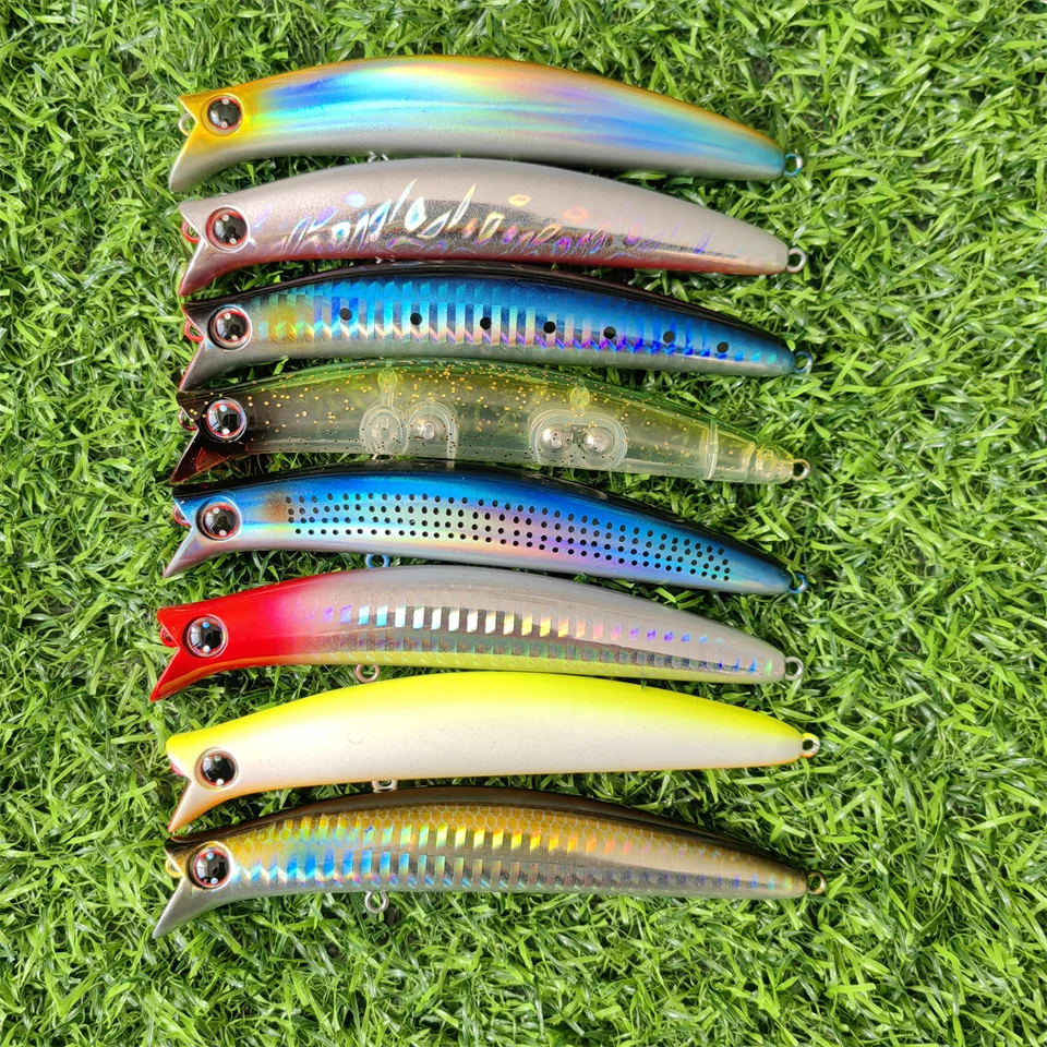 MUKUN 90mm 13g 110MM 14,5G Minnow Wobbler cebo Artificial Crankbait pesca señuelo duro flotante ojos 3D 2 ganchos - imagen 5