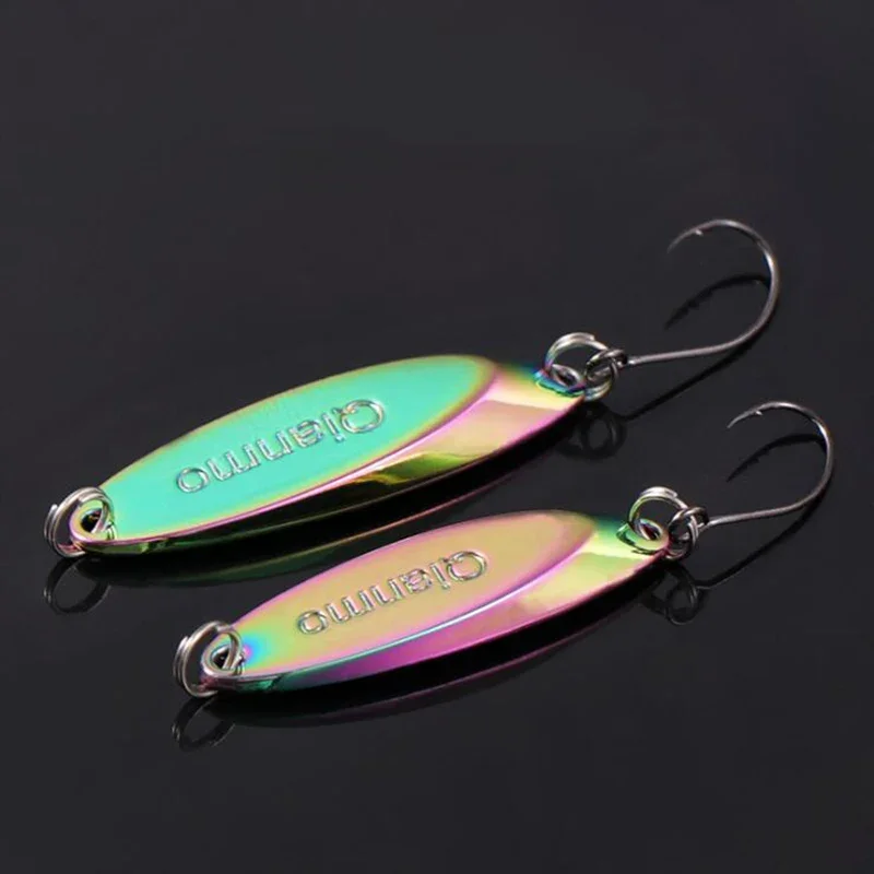 Nuevo 1 Uds cuchara giratoria de Metal señuelo de pesca cebo duro de cobre 1,5g 2,5g 3,5g 5g lentejuelas artificiales con aparejos de anzuelos individuales - imagen 4