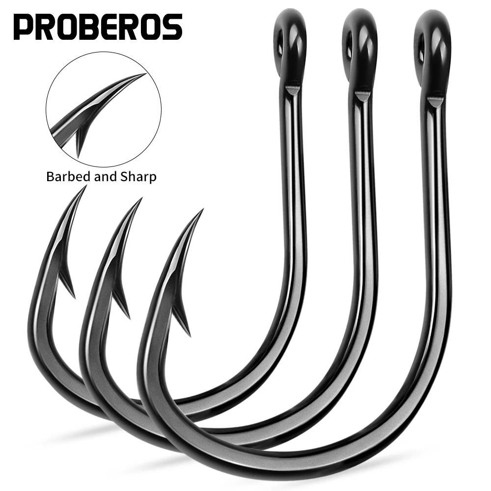 PROBEROS 50 Uds plantilla de acero rico en carbono anzuelo único con púas punta afilada para bagre Bullhead pesca en río disponible al por mayor - imagen 2