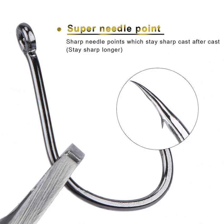 Anzuelos de pesca de carpa de carbono, conjunto de anzuelos de agua dulce y salada, caja de aparejos afilados de púas, 500/600 unids/lote, tamaño 3-12 # - imagen 4