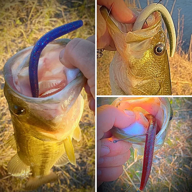 1 Uds gusanos señuelo de Pesca de lubina cebo Artificial de plástico suave Ned Wacky Rig Tpe flotante sin peso Leurre Souple Wobbler - imagen 5