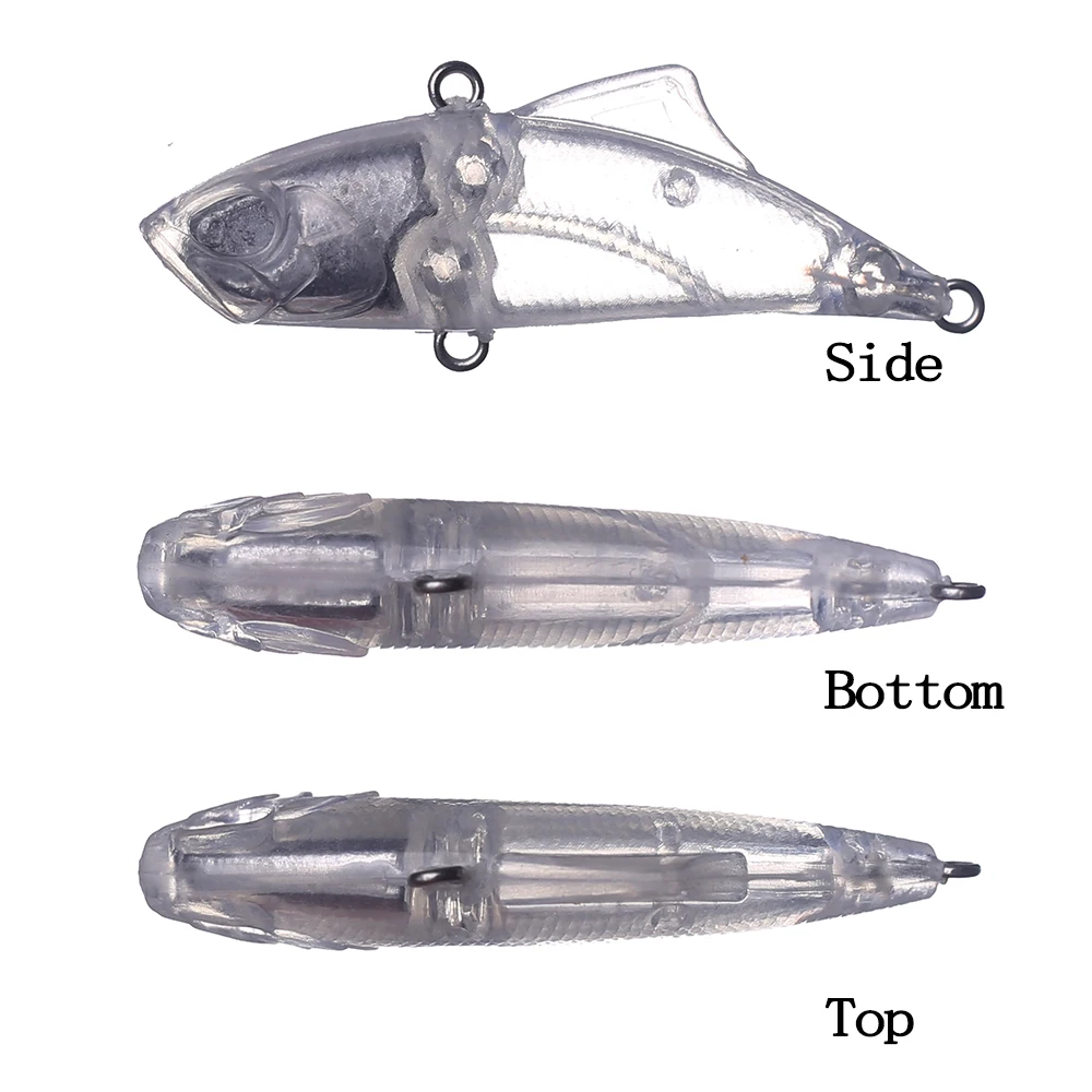 Chan'sHuang-Cebo en blanco sin pintar, 30 piezas, 45mm, 5,3g, hundimiento silencioso, Crankbait, Mini VIB, señuelo de pesca Artificial artesanal - imagen 3