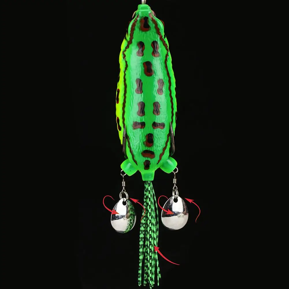 Cebo de simulación de ranas gigantes de silicona, señuelo de pesca modificado, fortalece el anillo doble, lentejuelas dobles, seda de colores, 9cm, 25g - imagen 3