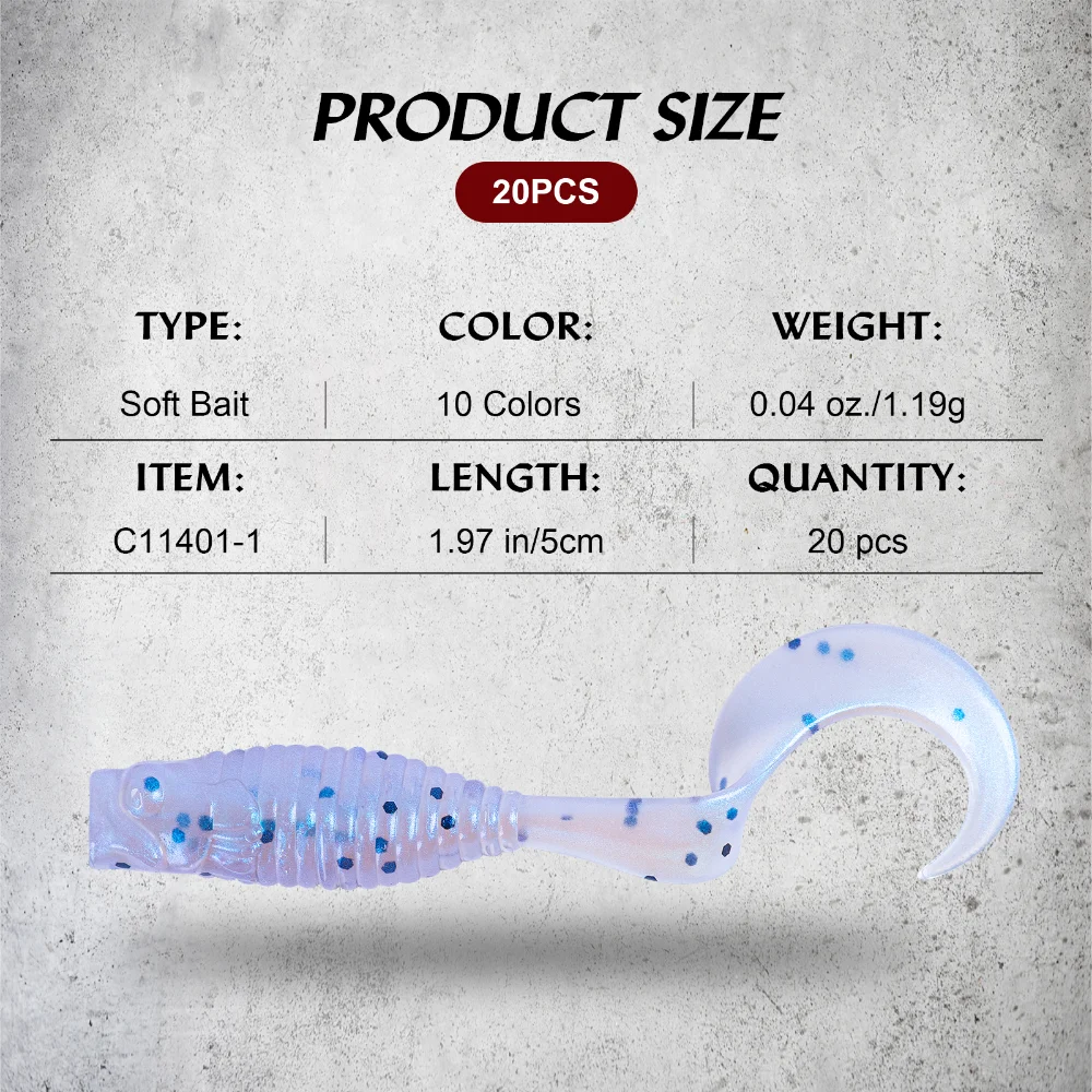 Goture 20 unids/lote juego de Señuelos de Pesca blandos Wobblers de PVC Swimbait con señuelo olor a pescado cebo de gusano 50mm 1,19g cebos artificiales Pesca - imagen 5