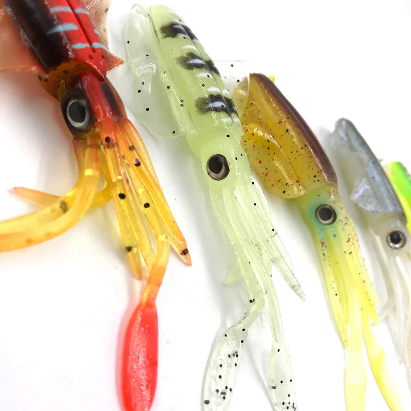 ALASICKA 7g 10CM luminoso UV plantilla de calamar suave pesca de calamar señuelo de curricán para pesca en el mar barco pesca Wobblers cebo Rockfishing - imagen 4