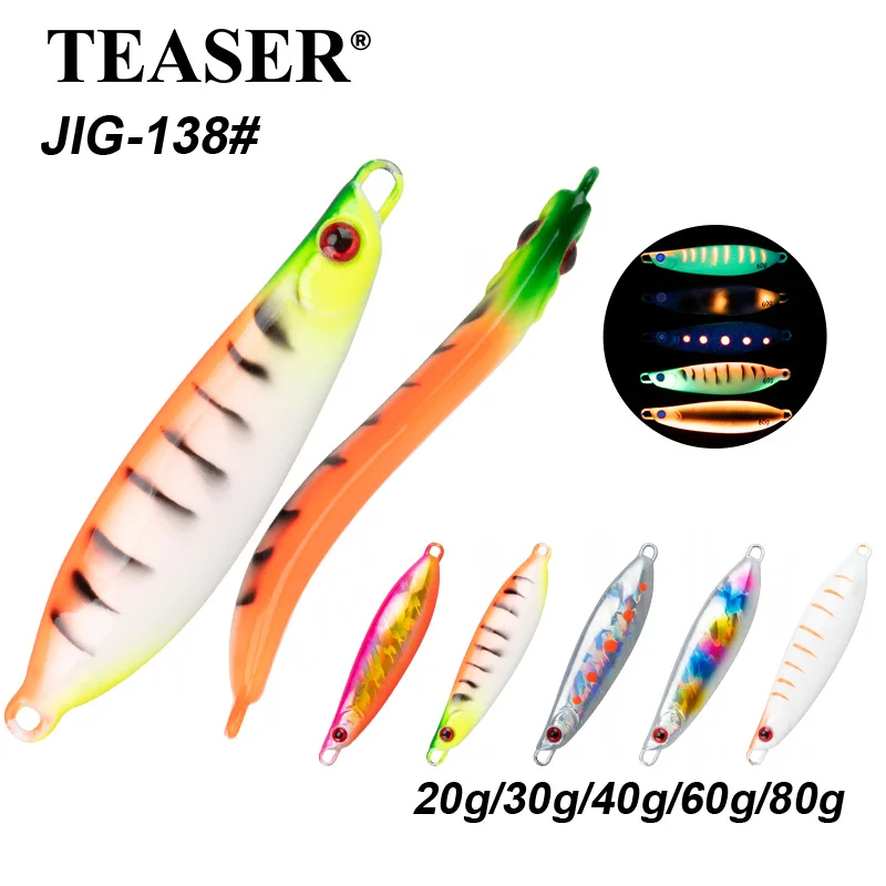 TEASER-señuelo de metal J138 para pesca en agua salada, 20g, 30g, 40g, 60g, 80g - imagen 2