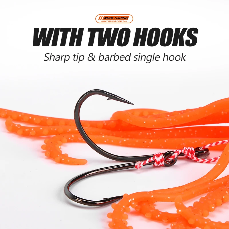 WEIHE-señuelo de pulpo suave, Mini calamar con anzuelo, 15cm, 10g, pesca en el mar, cebo de pulpo, TPE, 1 ud./5 unidades - imagen 4