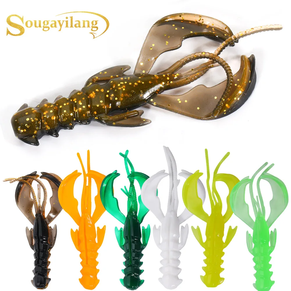Sougayilang-Señuelos blandos locos, 60mm, mezcla de 30 unidades, Señuelos de Pesca blandos, camarones, langosta, Señuelos de Pesca de plástico suave, herramientas de pesca