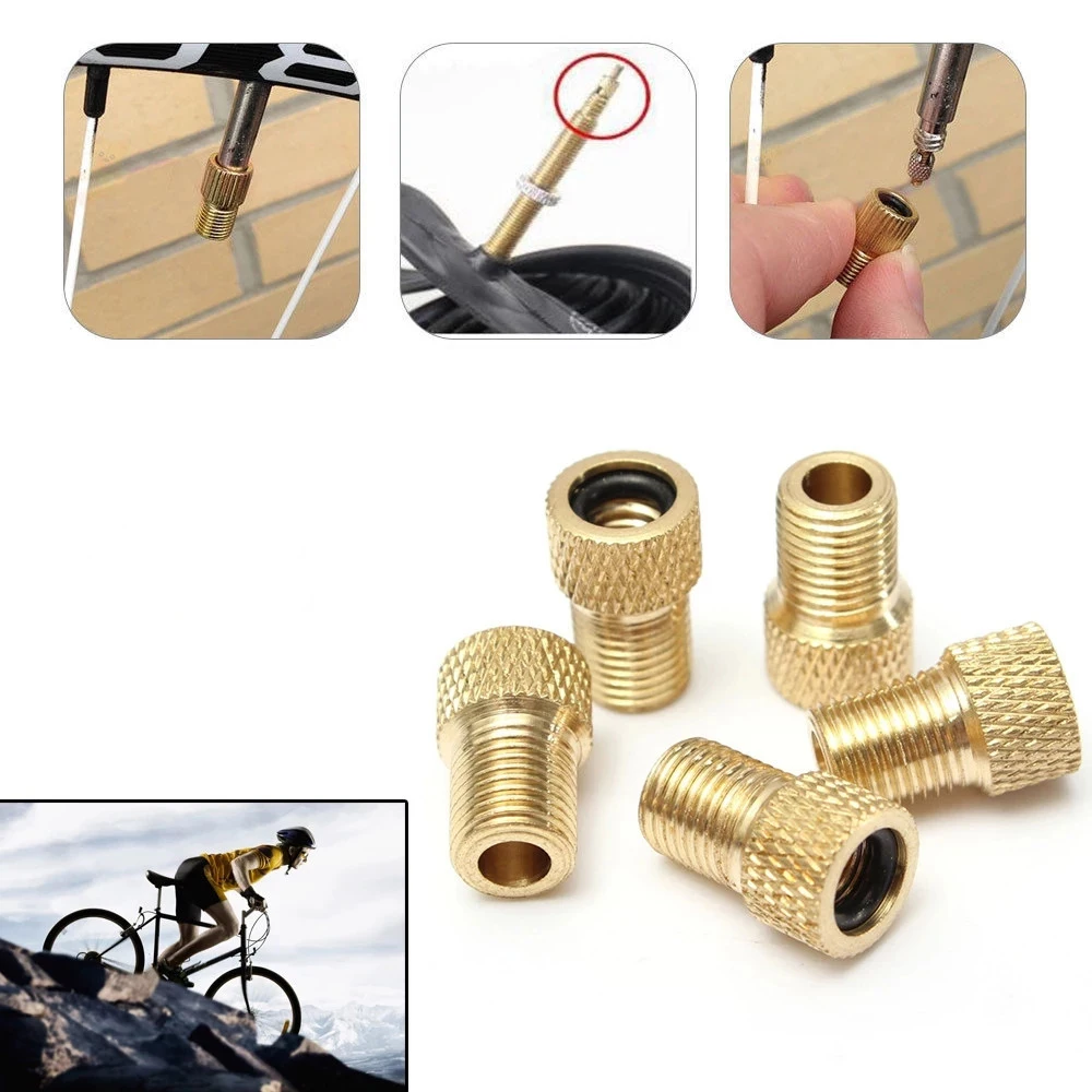 Cinverter de cobre para bicicleta de montaña, boquilla de Gas para bicicleta de carretera, bomba de tubo punzante, adaptador de válvula Presta a Schrader - imagen 5