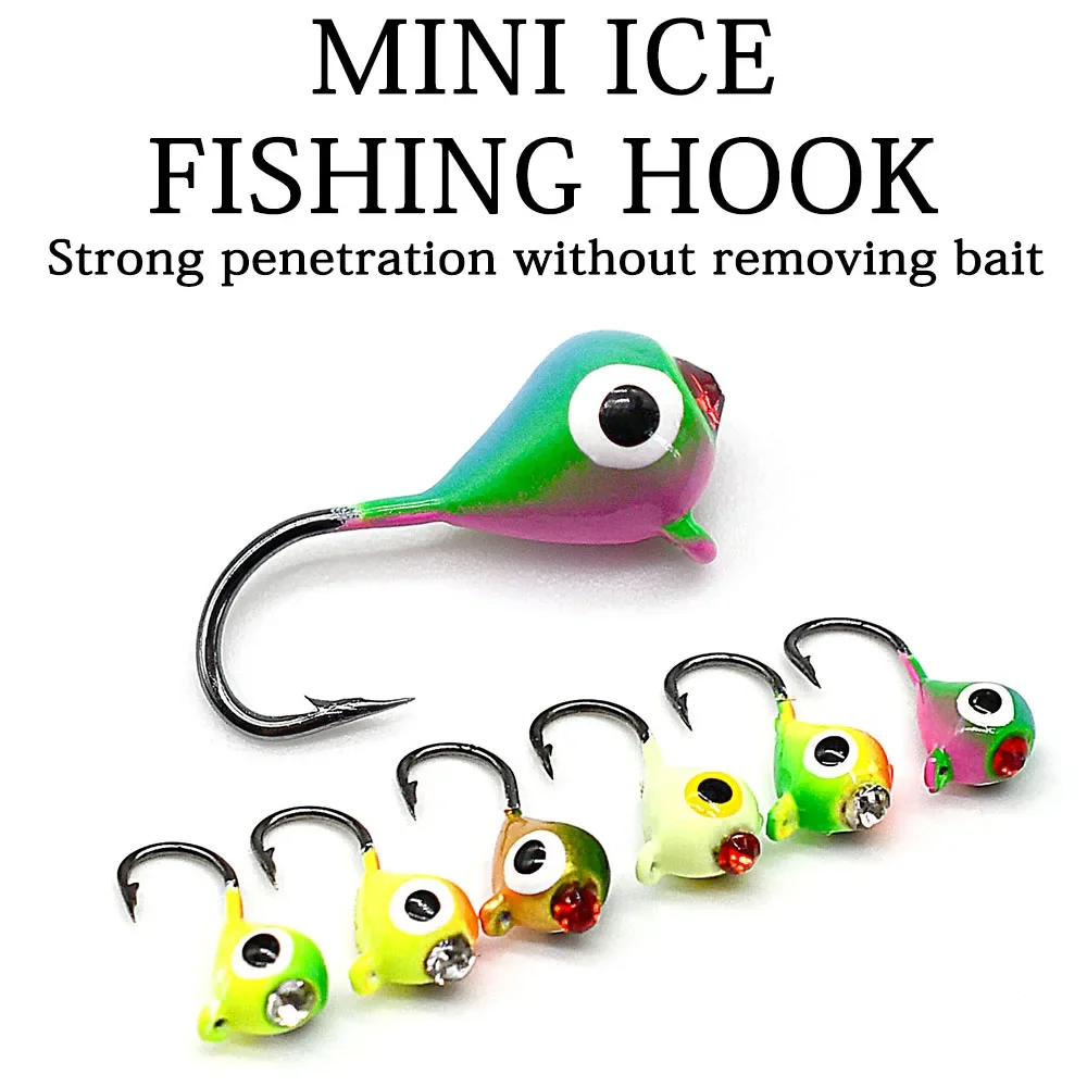 Señuelo de pesca en hielo, cebo Artificial, cabeza de plantilla, pequeño gancho de pesca en hielo, gusano, 6 piezas, 15mm/1,1g - imagen 5