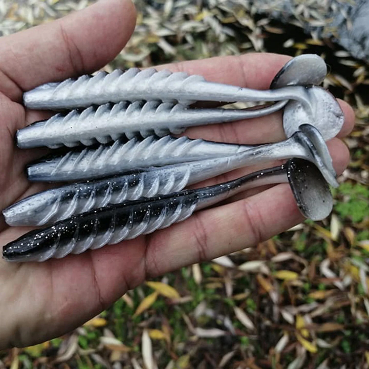 ESFISHING-señuelo de Pesca ondulado, 100mm, 125mm, para Pesca de Lucio, cola en T, Pesca Isca, cebo Artificial de silicona suave - imagen 4