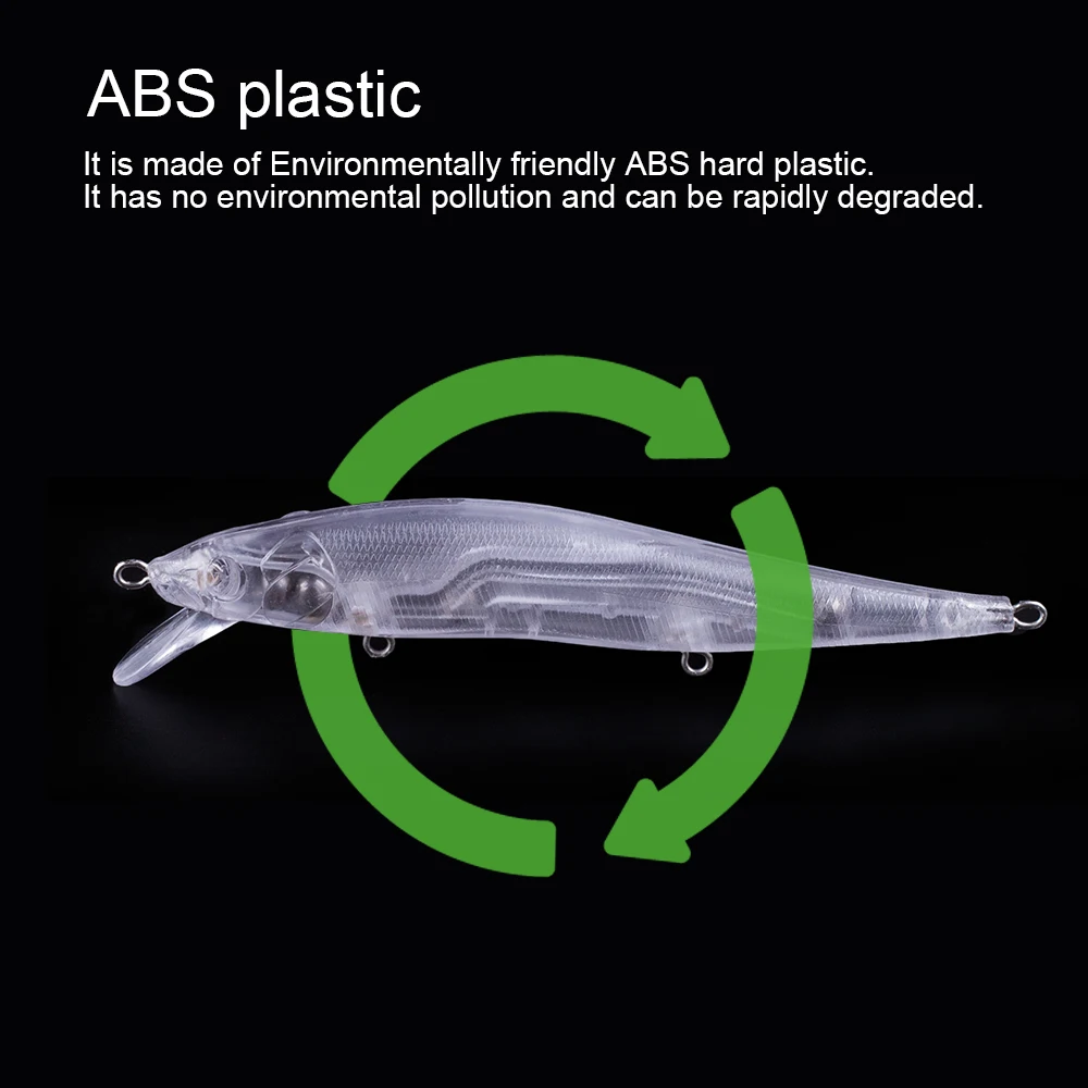 Hanlin-sonajeros en blanco de 10/20 piezas, señuelo de pesca Minnow de 12CM y 12G, para buceo poco profundo, hecho a mano, en agua salada, parpadeo sin pintar, aparejos Jerkbait - imagen 5