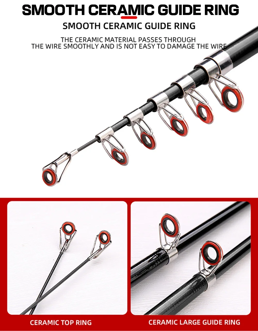 Caña De Pescar con señuelo telescópico, accesorio ultraligero De fundición giratoria De carbono, 1,3 M, 1,6 M, 1,8 M - imagen 5