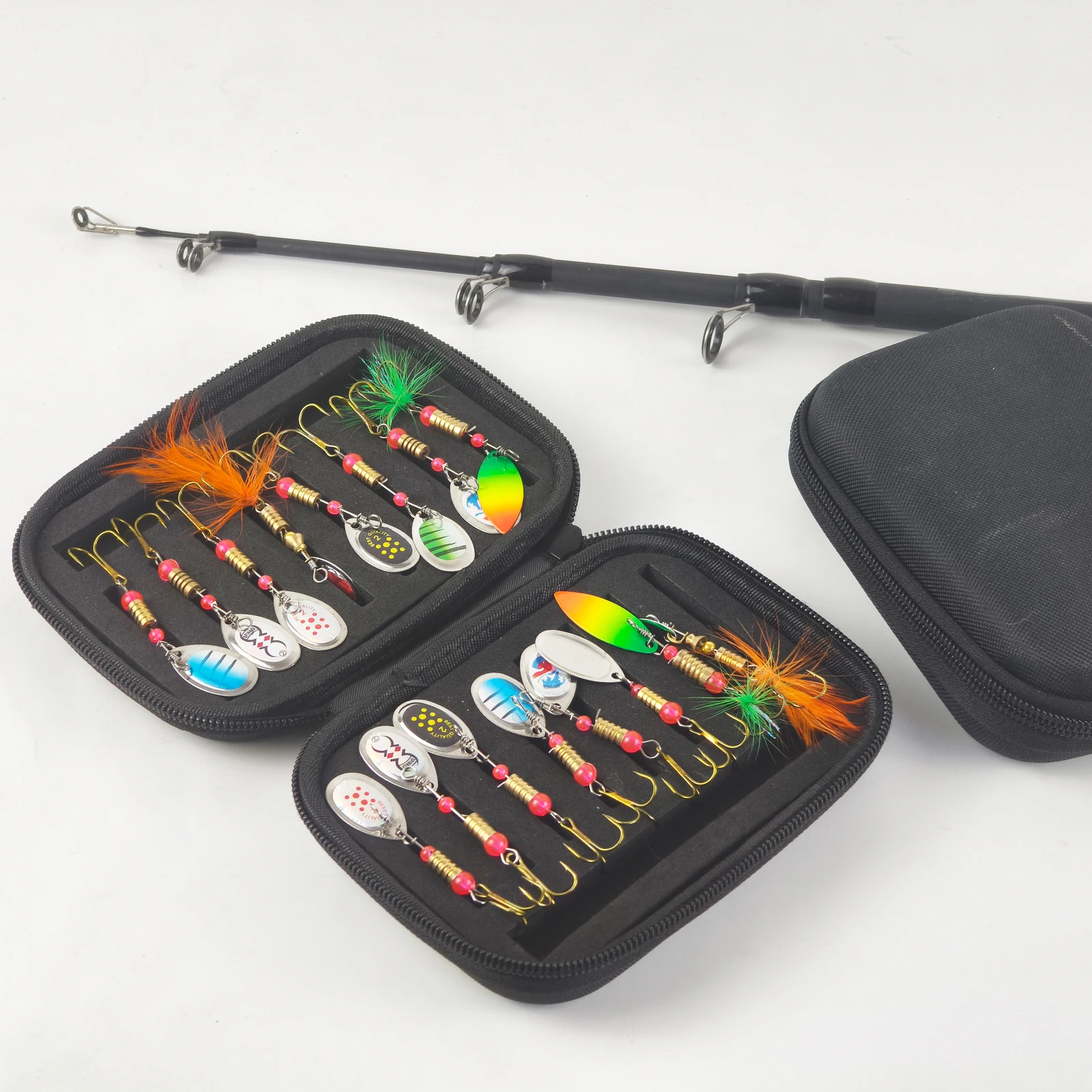 FREE FISHER Señuelos giratorios de lentejuelas con estuche EVA - imagen 2